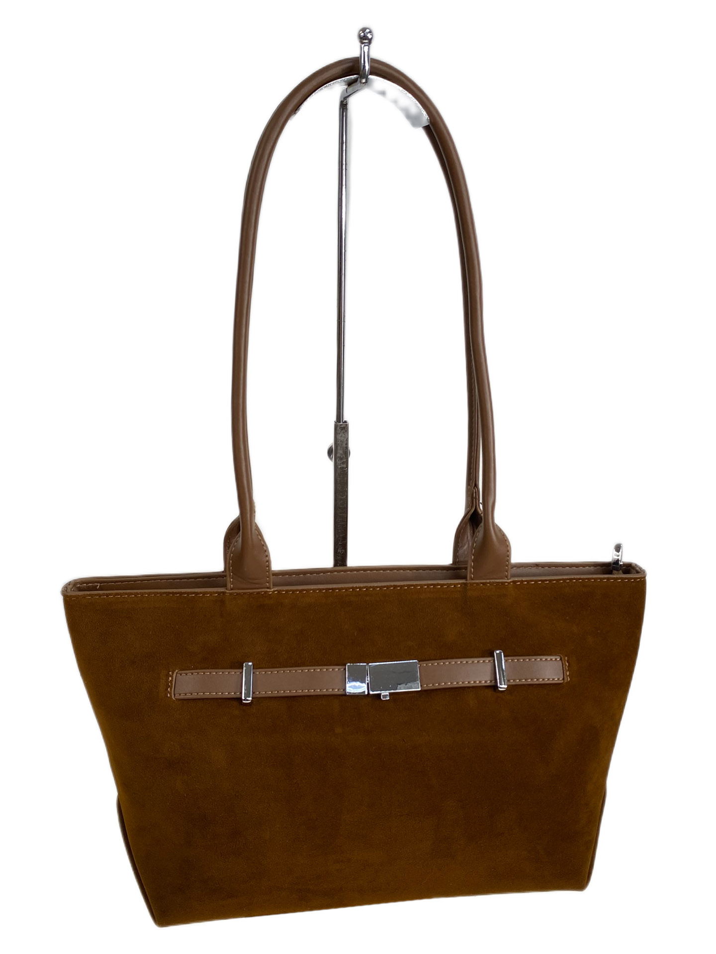 На фото 1 - Женская сумка из искусственной замши, цвет коричнево-рыжий