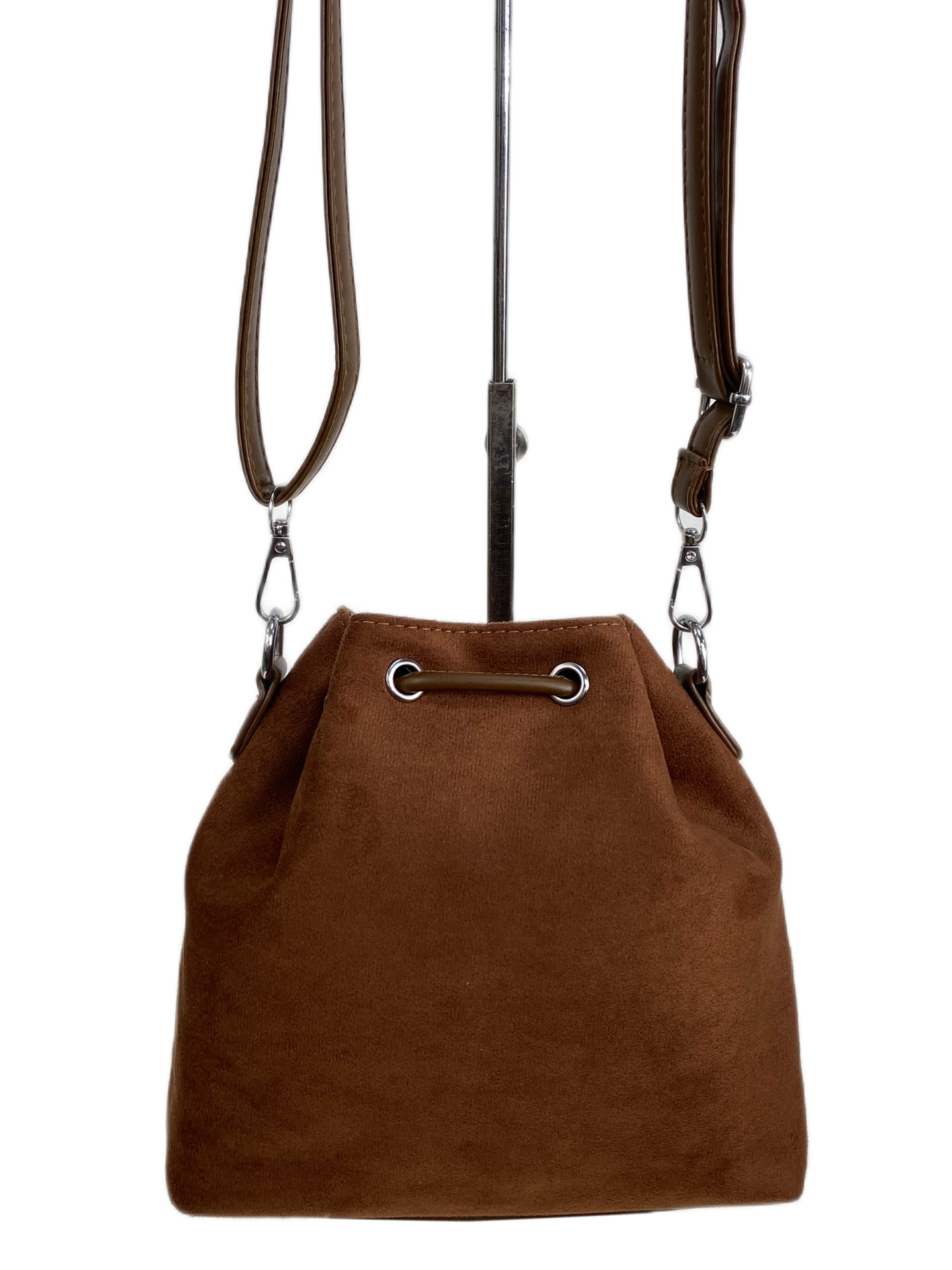 На фото 2 - Женская сумка из искусственной замши, цвет шоколадно-рыжий