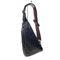 На фото 2 - Слинг мужской из натуральной кожи цвет черный На фото 2 - Слинг мужской из натуральной кожи цвет черный