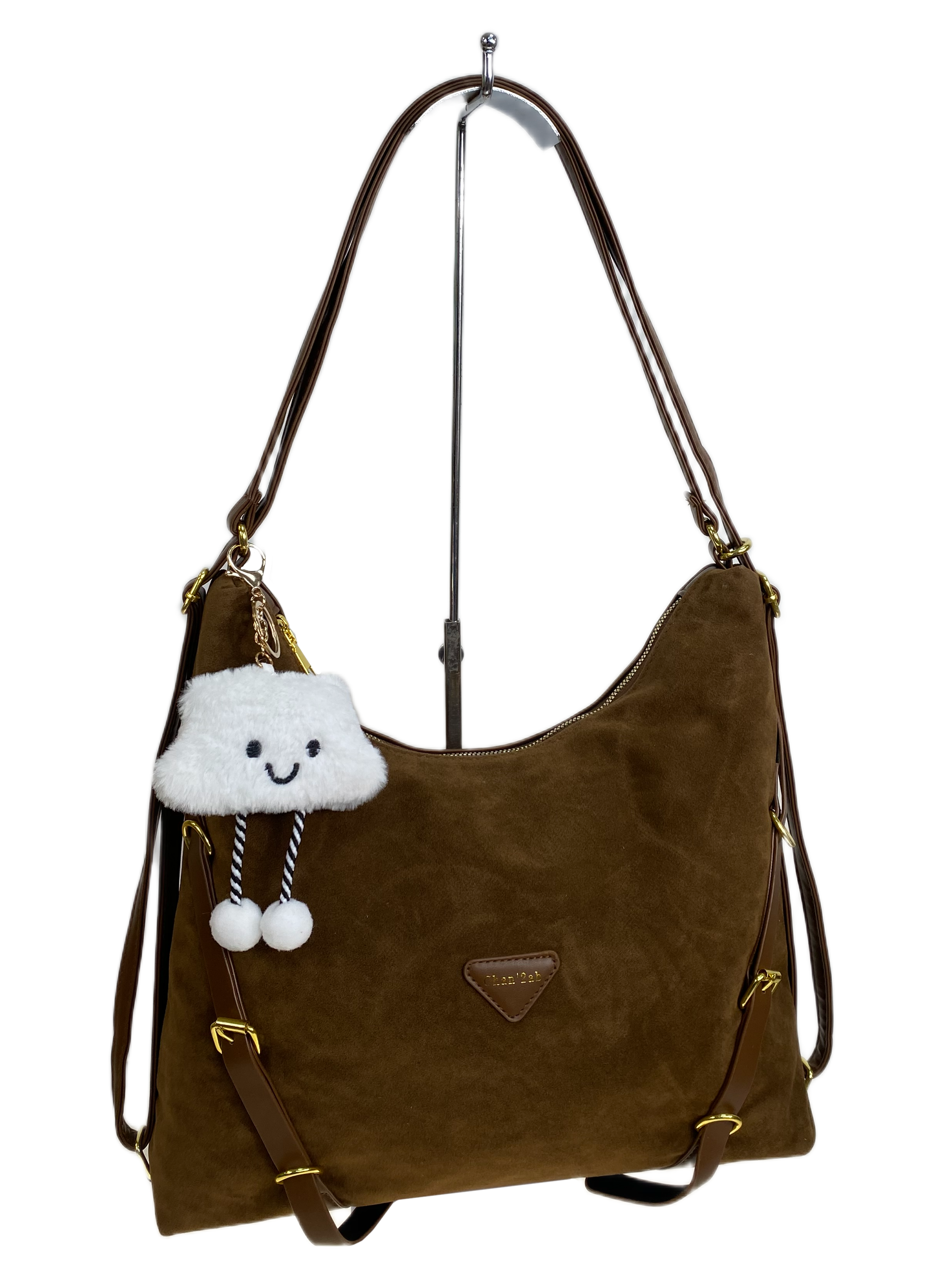 На фото 1 - Женская сумка из искусственной замши, цвет коричневый На фото 1 - Женская сумка из искусственной замши, цвет коричневый