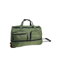 На фото 1 - Сумка дорожная на колесах c выдвижной ручкой, цвет зеленый