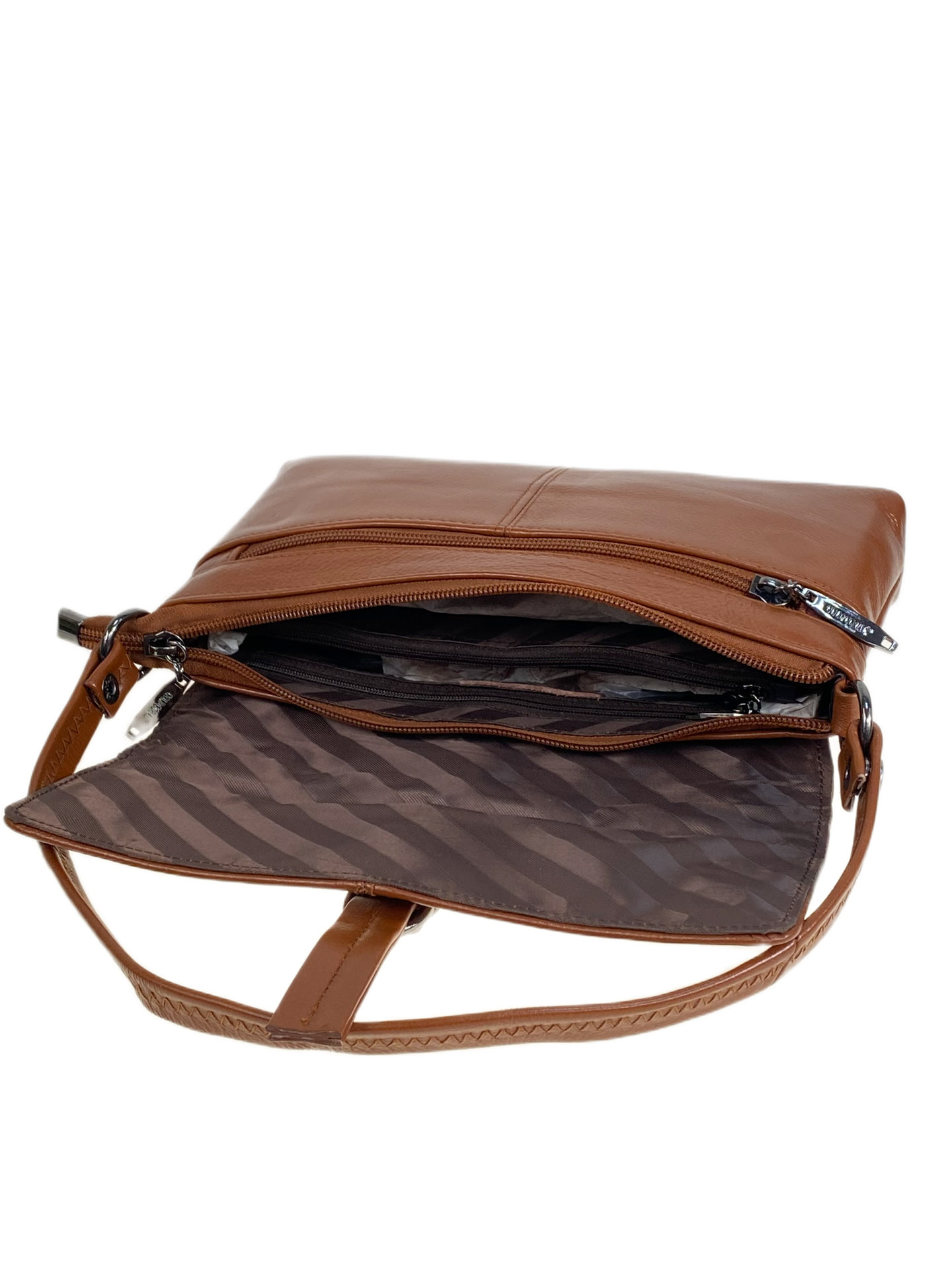 На фото 2 - Женская сумка из натуральной кожи, цвет  коричнево-рыжий