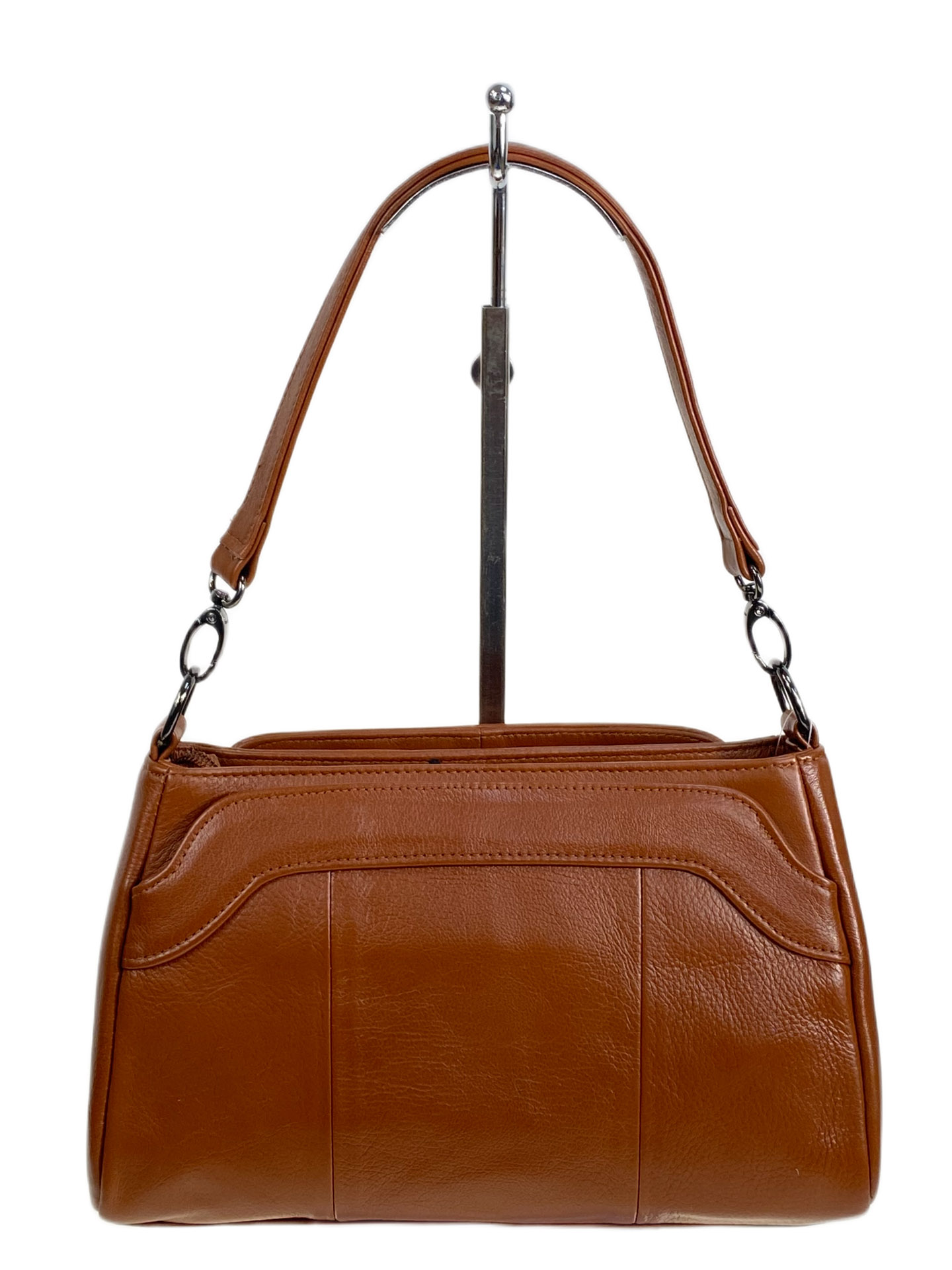 На фото 2 - Женская сумка из натуральной кожи, цвет  коричнево-рыжий