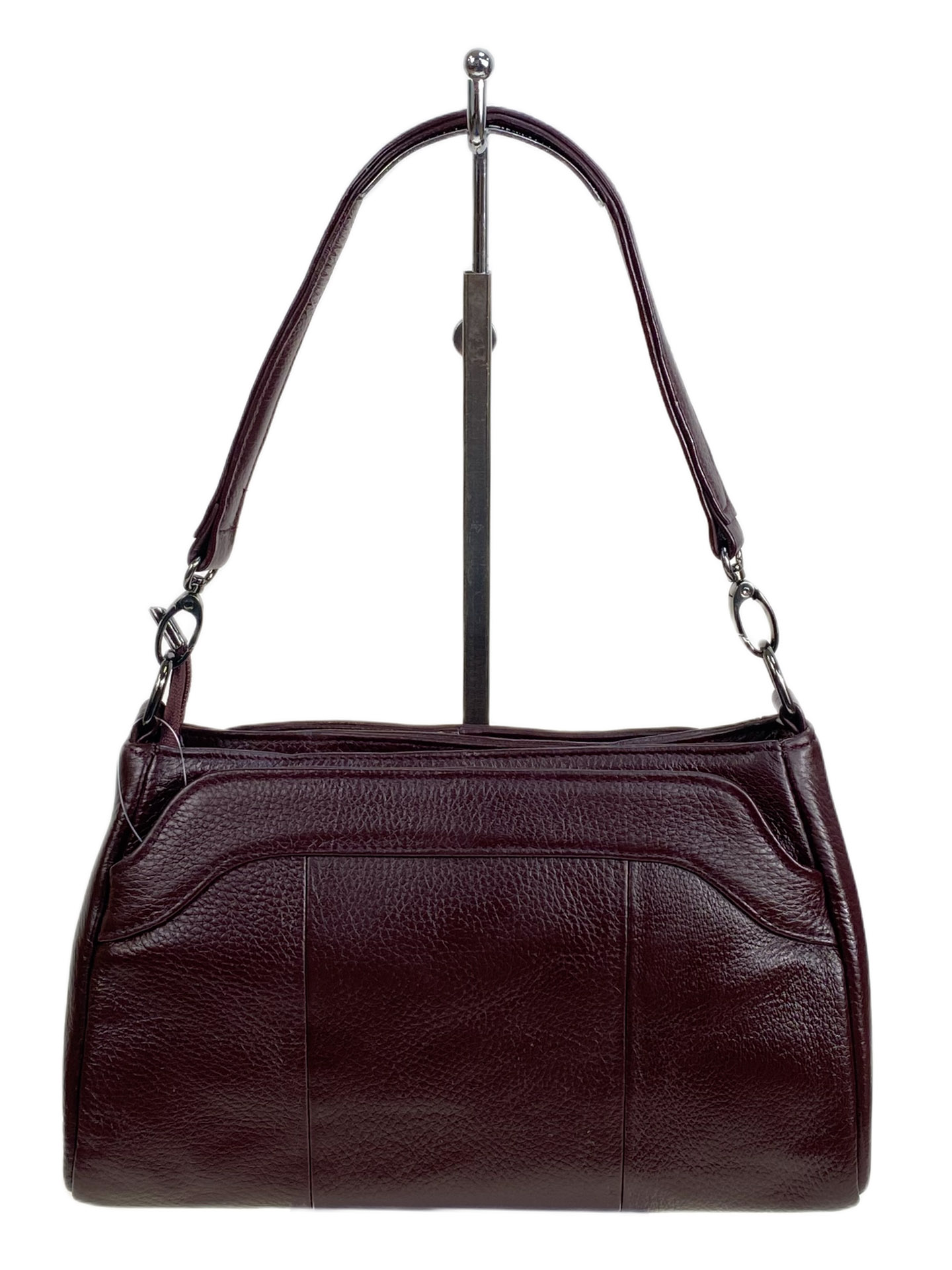 На фото 2 - Женская сумка из натуральной кожи, цвет  бордовый