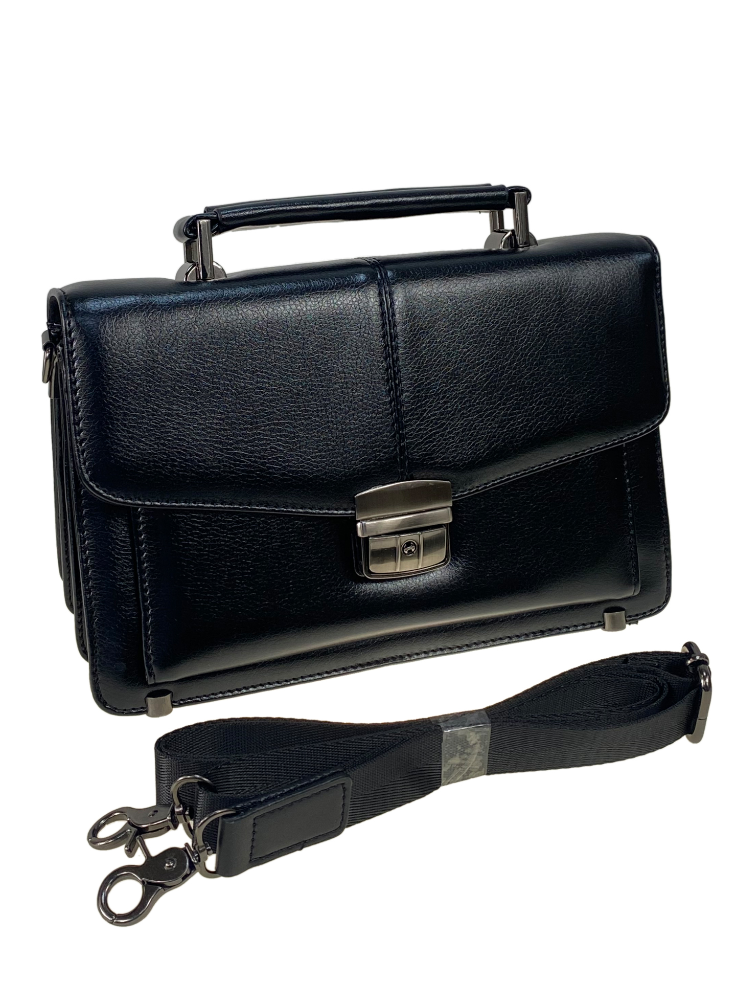 На фото 1 - Сумка мужская из искусственной кожи, цвет черный На фото 1 - Сумка мужская из искусственной кожи, цвет черный