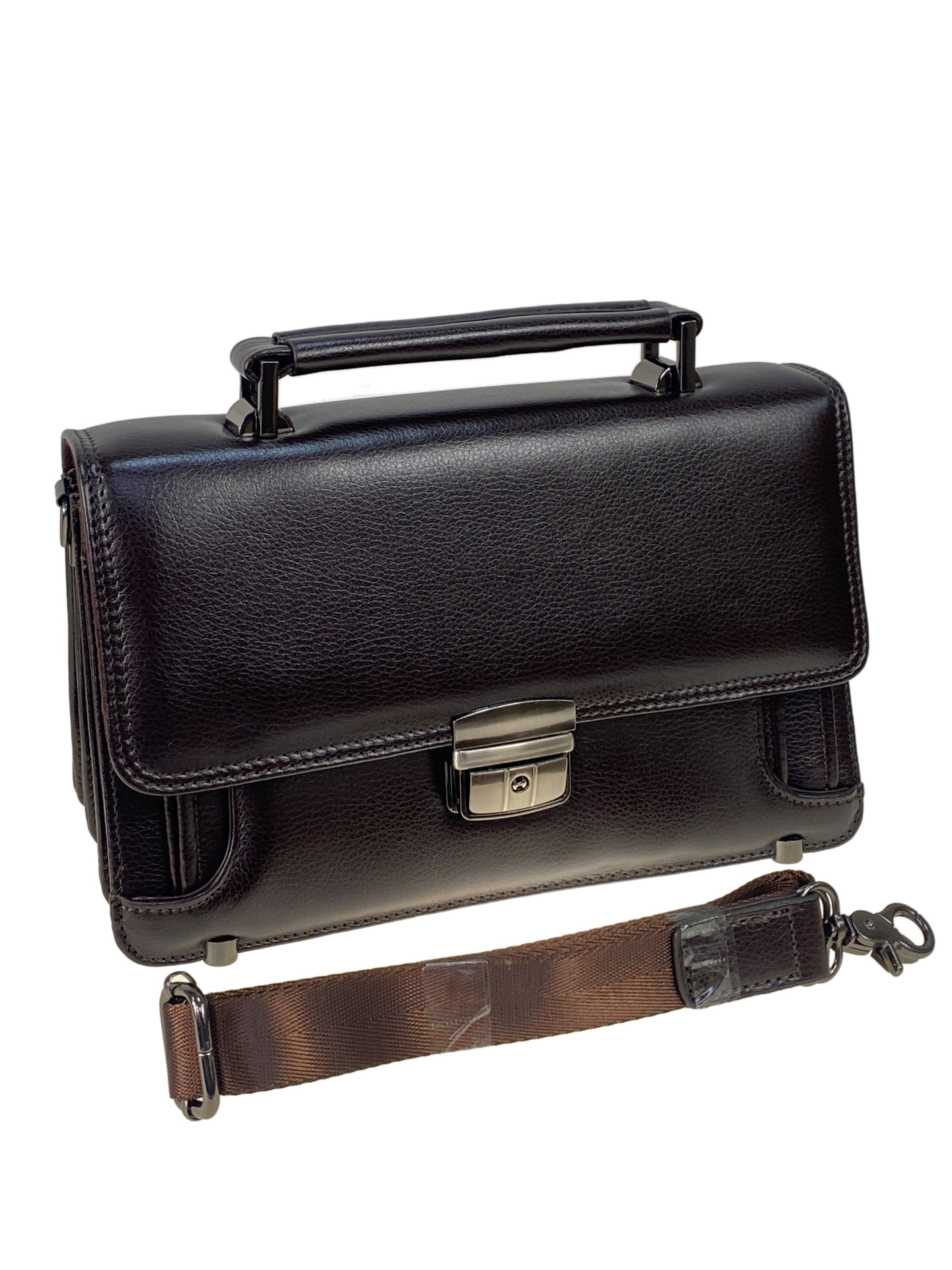 На фото 1 - Сумка мужская из искусственной кожи, цвет шоколад На фото 1 - Сумка мужская из искусственной кожи, цвет шоколад