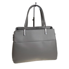 На фото 1 - Женская сумка из искусственной кожи, цвет  светло серый