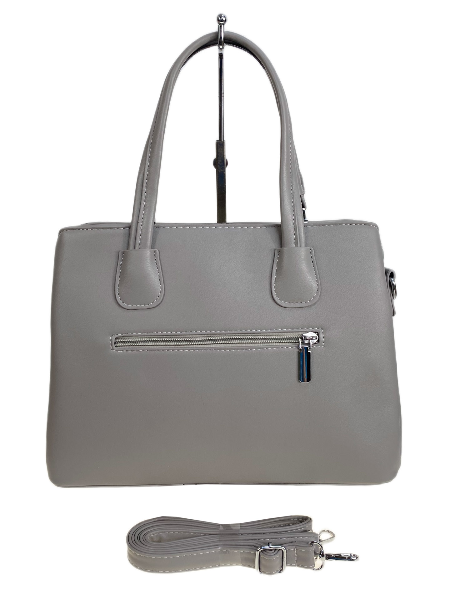 На фото 2 - Женская сумка из искусственной кожи, цвет  светло серый