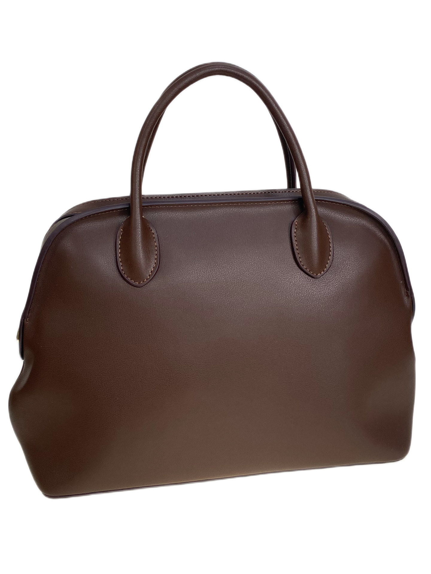 На фото 1 - Женская сумка из натуральной кожи, цвет  шоколад