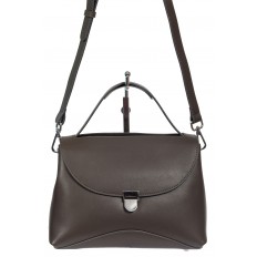 На фото 2 - Кожаная женская сумка satchel, цвет графит На фото 2 - Кожаная женская сумка satchel, цвет графит