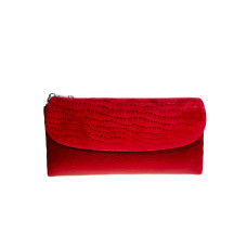 На фото 1 - Женский кошелёк  из натуральной кожи, цвет красный