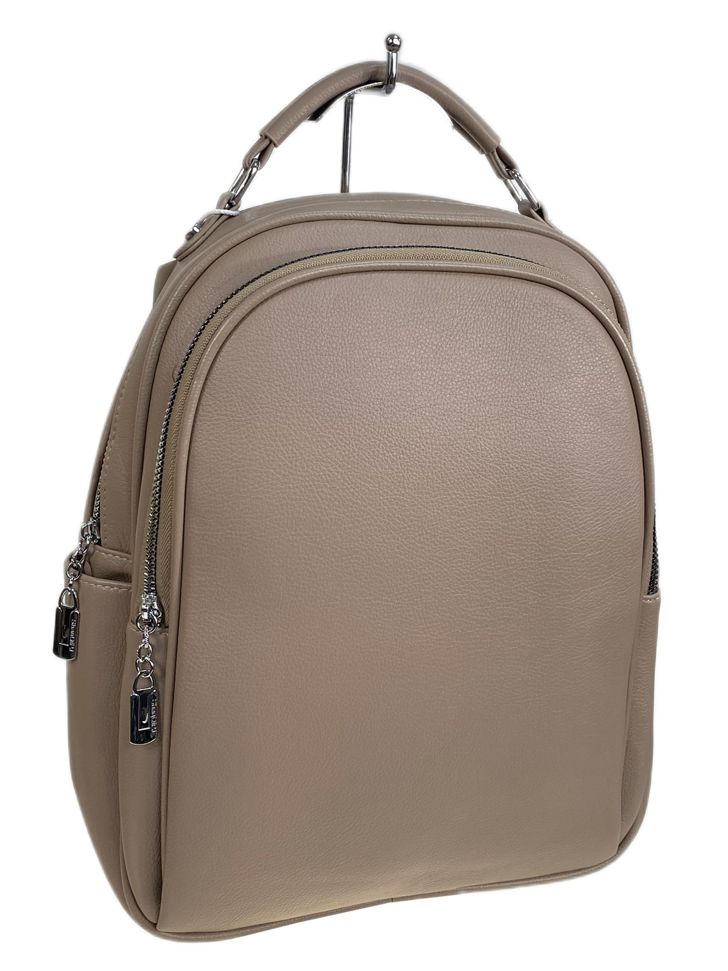 На фото 1 - Женский рюкзак из искусственной кожи, цвет хаки